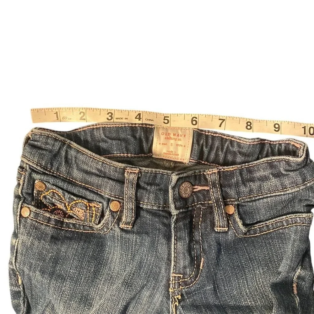 Old Navy Girls Bootcut Jeans Size‎ 5 Blue Floral Pocket Design